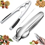 2 Stück Nussknacker, Nussknacker Walnüsse Multifunktionale Nußknacker mit Krabbennadel, Maronen Schneider Chestnut Opener Edelstahl Kastanien Schneider für Walnüsse, Kastanien, Nüsse