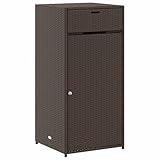 vidaXL Gartenschrank, Geräteschrank mit viel Stauraum, Beistellschrank Schrank mit Türen, Balkonschrank Terrassenschrank, Braun Poly Rattan