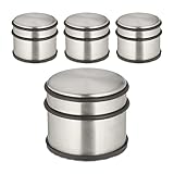 Relaxdays Türstopper Edelstahl, 4er Set, HxD: 7,5 x 9 cm, hoch & schwer, rutschfest, Türzuschlagbremse, Silber/schwarz, Pack
