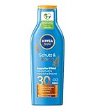 NIVEA SUN Schutz & Bräune Sonnencreme LSF 30 (200 ml), Sonnenmilch mit Pro-Melanin-Extrakt für eine ebenmäßige Bräune, sofortiger Sonnenschutz mit UVA/UVB-Filtersystem