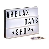 Relaxdays Light Box, Leuchtbox Set mit 85 Zeichen, Buchstaben, LED Leuchtschild, HxBxT: 22 x 30 x 4,3 cm, weiß/schwarz