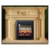 Elektrischer Kamin Elektrischer Kamin Insert Feuerkasten Marmorkamin Mantel Klassische Wohnzimmer Wärmer Künstliche optische Flamme Kaminkamin (Color : Beige Without Heater)