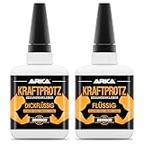 2× 50 g Sekundenkleber Set – Flüssig & Gel – KRAFTPROTZ Superkleber extra stark, wasserfest & hitzebeständig – Anti-Austrocknungs-Spitze – Für Kunststoff, Glas, Metall, Holz, Gummi, Stein & mehr