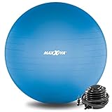 MAXXIVA® Gymnastikball Anti-Burst mit Luftpumpe bis 250 kg hautfreundlicher Sitzball Reha Hometraining Balanceball Yoga Pilates Sport Fitnessball (65 cm, Blau)