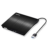 Pecosso Externes CD/DVD Laufwerk USB 3.0, Portable Slim,RW Brenner für alle Laptops/Desktop; PC unter Windows 7/8/10 und Mac OS für Apple MacBook, MacBook Pro, MacbookAir, iMac(Schwarz)