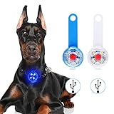 2 STK Sicherheit Haustier Lichter,USB Wiederaufladbar Sicherheits LED Blinklicht für Hunde, Katzen - 3 Blinkmodis wasserdichte Sicherheit Haustier leuchtanhänger Lichter