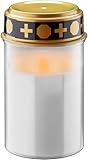 goobay LED Grablicht mit Timer/Batteriebetrieben/LED Grabkerzen Outdoor/Friedhof Kerzen/Grablichter/Ewiges Licht/Grablampe/Weiß/Batterie 2x C/LR14 (Nicht im Lieferumfang) / 74367