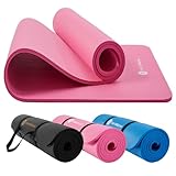 TASHIDROLMA Yoga Matte Dicker, NBR Yogamatte Rutschfest Mit Tragegurt, Für Gymnastikmatte, Fitnessmatte, Sportmatte, Trainingsmatte, Dicke 1cm (183x61cm)