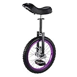 Kinder Einrad,Verstellbar Skidproof Sports Balance Radfahren ÜBung Rad Fahrrad Konturierter Ergonomischer Sattel mit StäNder FüR AnfäNger Teenager / 16 Zoll/lila