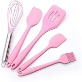 Silikon-Küchenutensilien-Set, Rosa Küchenzubehör, einschließlich Schneebesen, Pfannenwender in 2 Größen, Backpinsel, Schlitzwender for Kochen und Backen