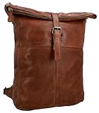 Gusti Leder Rucksack Henning Aus Rindsleder Mit Laptopfach Bis 15 Zoll 13L Wasserabweisend Rolltop Vintage Design Für Damen Und Herren Alltag Reise