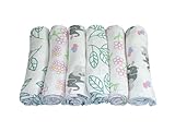 MuslinZ Mulltücher für Babys, 6 Stück, Bambus- und Bio-Baumwolle, Mullwindel, quadratisch, 70 x 70 cm, großes Spucktuch für Babys, Neugeborene Essentials für Babys (Blumenmischung)