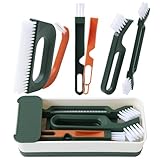 Gucass 7-in-1 Fugenreinigungsbürste Kit, Keramikfliese Reinigungsbürste Kit Fugenbürste und Spaltreinigungsbürste, Nut Reinigungsbürsten, für Tiefenreinigung von Duschen Böden Bad und Küche(Grün)