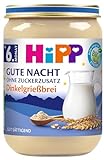 Hipp Milchbreie im Glas - Gute Nacht - ohne Zuckerzusatz, Dinkelgrießbrei, 6er Pack (6 x 190 g)