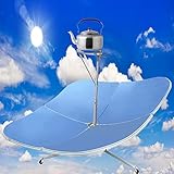 1800W Tragbarer Konzentrierofen BBQ Grill Multifunktionaler Solarkocher Parabolischer Sonnenofen Outdoor Herd Hoher Brennwert für Haus Garten Hof Camping BBQ Kochen RV 1,5 m Durchmesser