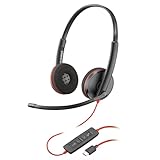 Schnurgebundenes USB-C-Headset Poly Blackwire 3220 – Noise Cancelling-Mikrofon – Stereo-Design – Verbindung mit PC/Mac über USB-C oder USB-A – Kompatibel mit Teams, Zoom