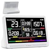 bonoch 16 in 1 Luftqualität Messgerät Luftmessgerät 9 AQI + 7 AQI Warnungen Air Quality Monitor für CO2, TVOC, PM2,5, PM1,0, PM10, HCHO, Temperatur Feuchtigkeit AQI & Uhrzeit Luftqualitätsmonitor