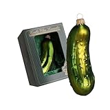 Krebs Glas Lauscha - Weihnachtsdekoration/Christbaumschmuck aus Glas - Weihnachtsbaumanhänger - Motiv: Weihnachtsgurke - Größe: ca. 11 cm