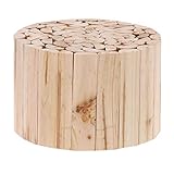 Relaxdays Blumenhocker, Holz, rund, naturbelassen, für Blumentöpfe, Pflanzkübel, Blumenständer HxD: 20 x 30 cm, Natur
