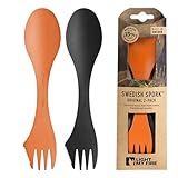 Light My Fire Spork Original Göffel 2-Pack 3-in-1 Campingbesteck - Löffel, Gabel, Messer - Reisebesteck - BPA-Frei & Bio-Basierter Kunststoff