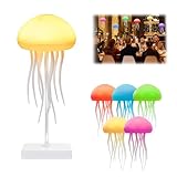 Schwebende Quallen Lampe, Tragbare RGB Gradient Jellyfish Lamp Sprachsteuerung Intelligente Tentakel Jelly Flow Lampe Aufladbar Stimmungslicht für Deko Wohnzimmer Nachttischlampe (Hängend Stil+Sockel)