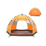 lesulety Pop-up-hexagonales Doppeldecker-Camping-Zelt, belüftetes Strandzelt, geschlossenes Zelt mit Einer Schicht Regenbedeckung, tragbares Zelt für 4-5 Personen,Orange