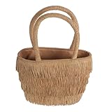 Healvian Handgewebte Strohtasche für Damen Französischer Vintage Strand und Picknick Umhängetasche mit Quaste für Urlaub und Freizeitaktivitäten im Frühling und Sommer