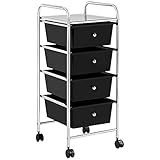 Yaheetech Küchewagen Rollwagen inkl. 4 Schubladen Allzweckwagen Küchen Organizer Servierwagen Trolley für Küche Bad Büro Schlafzimmer mit Rollen und Griffe Weiß