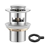 Ibergrif Ablaufgarnitur POP UP- Anti-Blocking, Auslaufsicher, Korrosionsbeständig, Abflussstopfen Einfache Montage, Keine Werkzeuge Nötig, für Waschbecken mit überlauf Ablaufventil, Messing