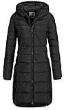 Eight2Nine Damen Steppmantel LETN-039 Lange Stepp-Jacke mit Kapuze black L