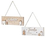 levandeo 2er Set Wandschild Familie Zuhause L30cm MDF Holz Natur Türschild Wandbild Wanddeko Deko Sprüche Spruch Schild