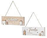 levandeo 2er Set Wandschild Familie Zuhause L30cm MDF Holz Natur Türschild Wandbild Wanddeko Deko Sprüche Spruch Schild