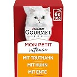 Gourmet Mon Petit Intense Katzenfutter nass, Geflügel-Variationen, 8er Pack (8 x 6 Beutel à 50g)