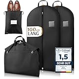 Bruce.® 2x Premium Kleidersack inkl. 1x Schuhbeutel I 100 x 60 cm I Optimierte Materialstärke von 120 GSM I Hochwertige Kleiderhülle für Anzug und Kleid I Atmungsaktive Anzugtasche für Reisen