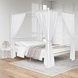 KGORGE Betthimmel-Vorhänge für Queen-Size-Bett, Doppelbett, volle Größe, 8 Paneele für Mädchen, Jungen, Erwachsene, Bett, Heimschlafzimmer-Dekor (weiß, 114,3 cm Breite x 182,9 cm Länge)