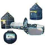 Benebomo Spielzelt mit Tunnel, 3 in 1 Spielzelt, bällebad mit Tunnel,krabbeltunnel mit Zelt,Gartenspielhauszelt für Jungen Mädchen drinnen/draußen