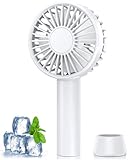 Handventilator, Tragbarer Mini Ventilator, USB Ventilator mit 5 Geschwindigkeiten, Wiederaufladbar, Kleiner Ventilator mit Lanyard und Base, Persönlicher Hand Ventilatoren Für Reisen Büro Zuhause