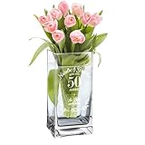 Casa Vivente Blumenvase mit Gravur zur Goldenen Hochzeit, Vase mit Ring-Motiv, Personalisiert mit Namen und Datum, Geschenk zum 50. Hochzeitstag