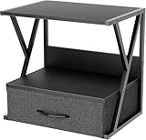 2-Ebene Druckerständer, Druckertisch mit Schublade Lagerung, Druckerhalter Industrie-Design, , Mehrzweck Schreibtisch Organizer, Drucker Stand für Büro, Zuhause, Schule, Kopierer, Scanner (Schwarz)