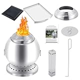 CHANGEMOORE Rauchfreie Feuerschale Ø29cmmit Dreifachverbrennung 150% Effizienz, Kugel-Feuertonne mit Holzvergaser & Aschelade für 360° Wärme, Garten, Terrasse, Camping (Raucharm & Tragbar), Grill