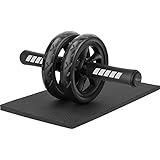 RYACO Bauchroller, Bauchtrainer AB Roller, Bauchmuskeltrainer AB Wheel Set, mit Rutschfester, inkl. Kniematte/Knieauflage, für Männer und Frauen, Bauchmuskeltraining, Schwarz