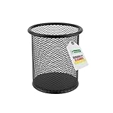 D.RECT Metall Stifteköcher | Stiftehalter rund aus Drahtmetall | Mesh Multifunktions Becher für Kugelschreiber Ø91 mm Schwarz