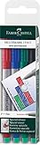 Faber-Castell 151404 - Marker Multimark, non-permanent, Stärke F, 4 Stück im Etui, je 1x rot, blau, grün, schwarz