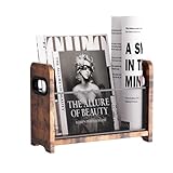 Zeitschriftenhalter und -ständer aus Holz, Retro-Stil, brauner Netz-Aufbewahrungskorb für Bücher, Zeitungen, Akten – Schreibtisch/Boden-Organizer