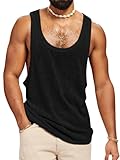 Runcati Tank Top Herren Ärmelloses Muskelshirt Fitness Gym Training Sport Unterhemd Männer Baumwolle Bodybuilding Loose T-Shirt,Schwarz,L