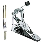 Tama Fußmaschine HP200P Iron Cobra Einzel-Pedal mit keepdrum Drumsticks 1 Paar