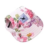 Baseballmütze für Haustiere, Hunde Mütze Basecap Outdoor Sport Sonnenschutz Sunbonnet Sommer Reise Hut Baseballkappe Sonnenhüte Hundemütze mit Ohrlöchern und Verstellbarem Kinnriemen,Blumen,S