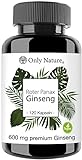 Only Nature® Ginseng 600 mg - Extra Hochdosiert (120 mg Ginsenoside) - 120 Kapseln - 100% Vegan - in Deutschland produziert & Laborgeprüft - Roter Panax Ginseng