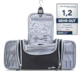 TRAVANDO Kulturbeutel Damen Herren Groß zum Aufhängen Maxi Kulturtasche Frauen Männer Waschbeutel Toilettentasche Toiletttasche Fächer Waschtasche Washbag Toiletbag XXL Beauty Case (Groß, Schwarz)