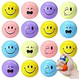 24Pcs Anti Stress SpielzeugBälle,5CM Lustige Gesichter Softball,Mini Lächeln Gesicht Bälle,Mini Schaum Stressbälle,Verschiedene Emoticons Stressball,Antistressball Bälle Wutball für Kinder Erwachsene
